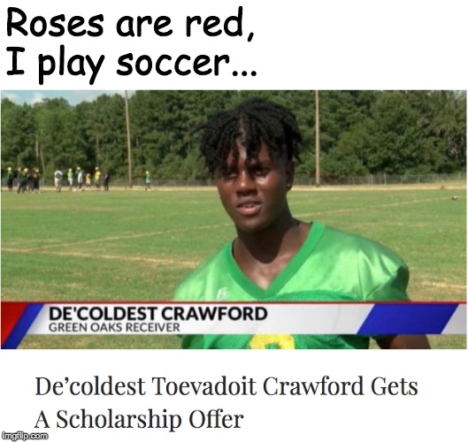 why do people name their kids like this. | Roses are red, 
I play soccer... | image tagged in funny,memes,dank memes,roses are red,lol,football | made w/ Imgflip meme maker