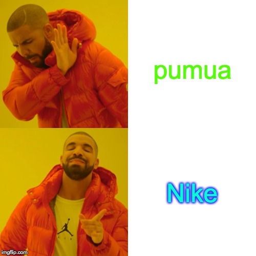 Drake Hotline Bling | pumua; Nike | image tagged in memes,drake hotline bling | made w/ Imgflip meme maker