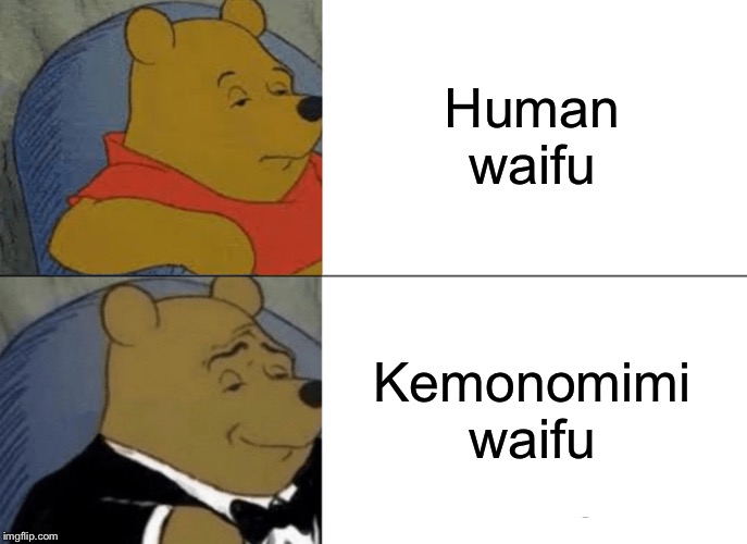 Tuxedo Winnie The Pooh Meme | Human waifu Kemonomimi waifu | image tagged in memes,tuxedo winnie the pooh | made w/ Imgflip meme maker