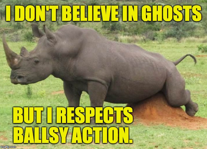 I DON'T BELIEVE IN GHOSTS BUT I RESPECTS BALLSY ACTION. | made w/ Imgflip meme maker