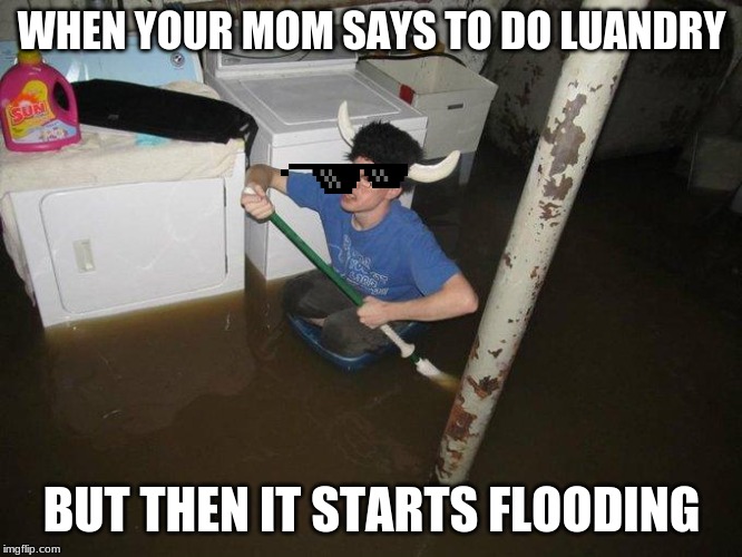 Laundry Viking Meme | WHEN YOUR MOM SAYS TO DO LUANDRY; BUT THEN IT STARTS FLOODING | image tagged in memes,laundry viking | made w/ Imgflip meme maker