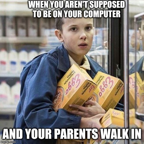 Mood | WHEN YOU AREN'T SUPPOSED TO BE ON YOUR COMPUTER; AND YOUR PARENTS WALK IN | image tagged in mood | made w/ Imgflip meme maker