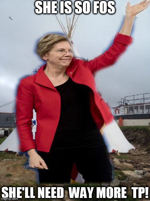 Elizabeth   Warren is  SO  FULL OF  IT! | SHE IS SO FOS; SHE'LL NEED  WAY MORE  TP! | image tagged in elizabeth warren supposed  native american,what a pile,she needs more   tp | made w/ Imgflip meme maker