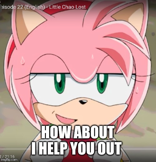 Amy Rose! | HOW ABOUT I HELP YOU OUT | image tagged in amy rose | made w/ Imgflip meme maker