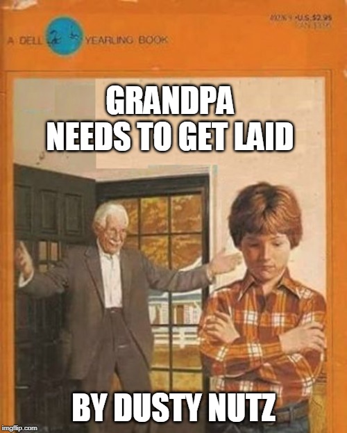 book cover | GRANDPA NEEDS TO GET LAID; BY DUSTY NUTZ | image tagged in book cover | made w/ Imgflip meme maker