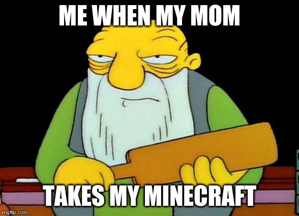 That's a paddlin' Meme | ME WHEN MY MOM; TAKES MY MINECRAFT | image tagged in memes,that's a paddlin' | made w/ Imgflip meme maker