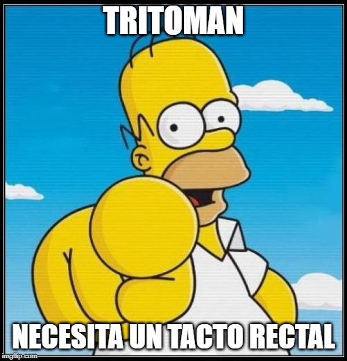 Homer Simpson Ultimate | TRITOMAN; NECESITA UN TACTO RECTAL | image tagged in homer simpson ultimate | made w/ Imgflip meme maker