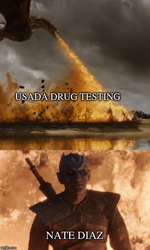 Nate Diaz vs USADA drug testing | USADA DRUG TESTING; NATE DIAZ | image tagged in nate diaz,usada,drug test,ufc | made w/ Imgflip meme maker
