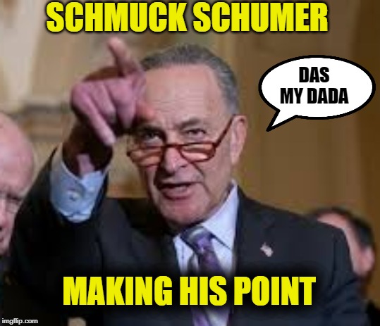 Schmuck Shumer | SCHMUCK SCHUMER; DAS MY DADA; MAKING HIS POINT | image tagged in schmuck shumer | made w/ Imgflip meme maker