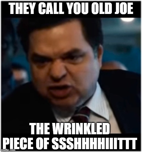 you stupid shit | THEY CALL YOU OLD JOE; THE WRINKLED PIECE OF SSSHHHHIIITTT | image tagged in you stupid shit | made w/ Imgflip meme maker