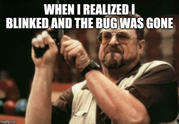 Am I The Only One Around Here | WHEN I REALIZED I BLINKED AND THE BUG WAS GONE | image tagged in memes,am i the only one around here | made w/ Imgflip meme maker