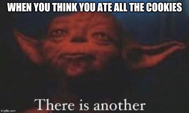yoda there is another | WHEN YOU THINK YOU ATE ALL THE COOKIES | image tagged in yoda there is another | made w/ Imgflip meme maker