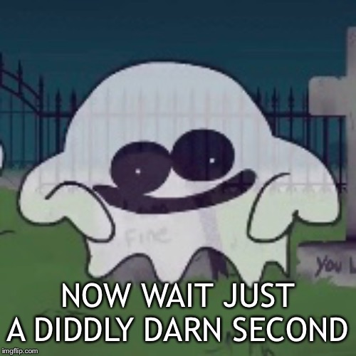 Confused ghost | NOW WAIT JUST A DIDDLY DARN SECOND | image tagged in ghost,confused,wtf | made w/ Imgflip meme maker