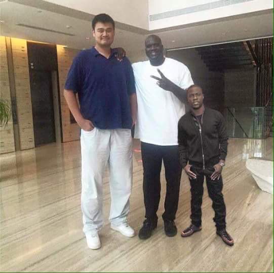 Yao Ming, Shaquille O’Neal and Kevin Hart Blank Meme Template