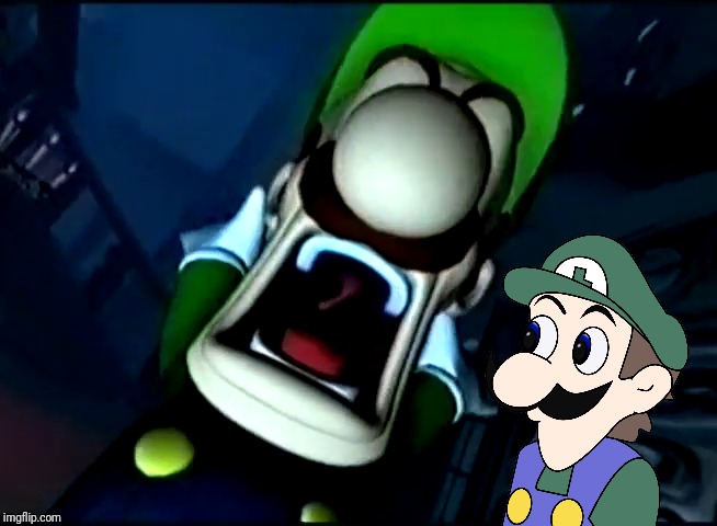 wEeGeE scares Luigi | image tagged in memes,funny,weegee,luigi,halloween,halloweegee | made w/ Imgflip meme maker
