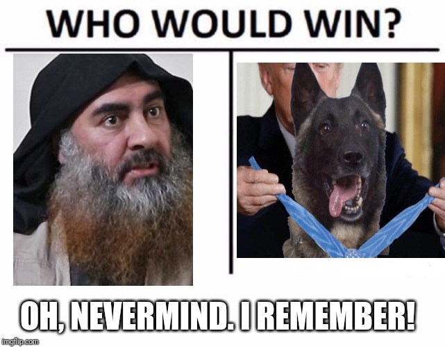 OH, NEVERMIND. I REMEMBER! | image tagged in memes,who would win | made w/ Imgflip meme maker