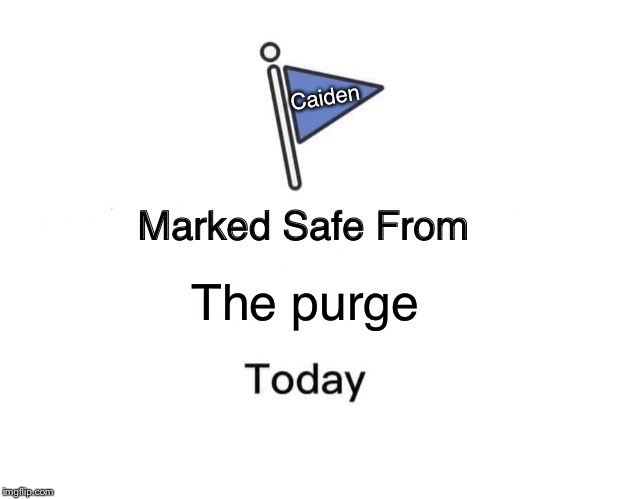 Marked Safe From | Caiden; The purge | image tagged in memes,marked safe from | made w/ Imgflip meme maker