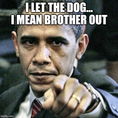 Pissed Off Obama Meme | I LET THE DOG... I MEAN BROTHER OUT | image tagged in memes,pissed off obama | made w/ Imgflip meme maker