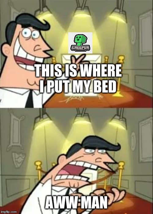 This Is Where I'd Put My Trophy If I Had One | THIS IS WHERE I PUT MY BED; AWW MAN | image tagged in memes,this is where i'd put my trophy if i had one | made w/ Imgflip meme maker