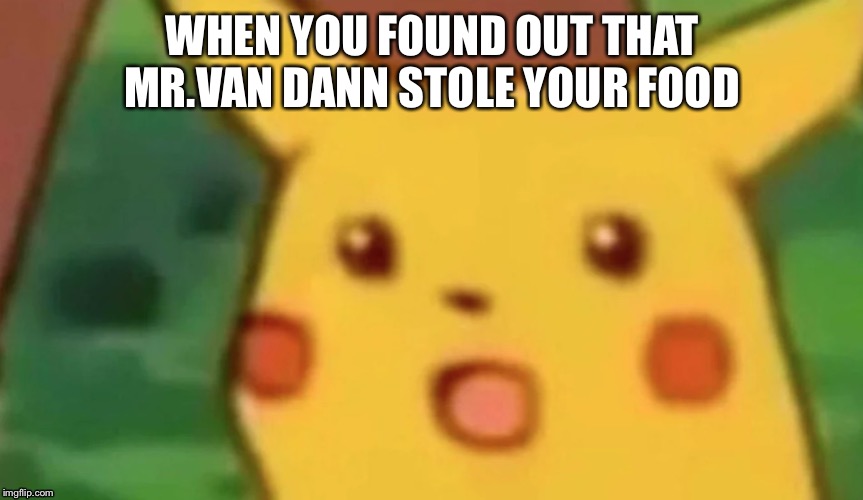 WHEN YOU FOUND OUT THAT MR.VAN DANN STOLE YOUR FOOD | image tagged in anne frank,pickachu | made w/ Imgflip meme maker