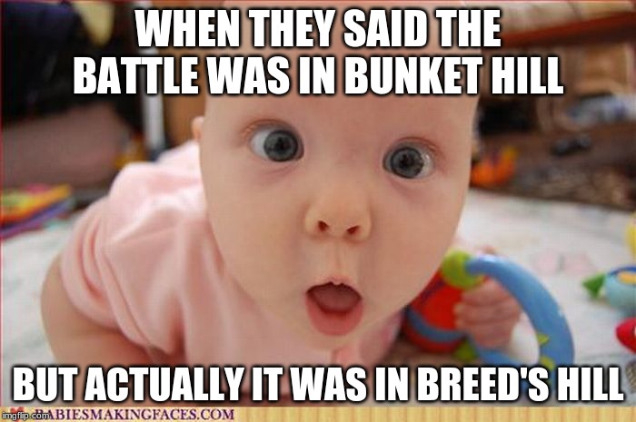 WHATTTTTT!!!??? | WHEN THEY SAID THE BATTLE WAS IN BUNKET HILL; BUT ACTUALLY IT WAS IN BREED'S HILL | image tagged in whatttttt | made w/ Imgflip meme maker