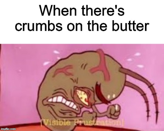Visible Frustration | When there's crumbs on the butter | image tagged in visible frustration | made w/ Imgflip meme maker