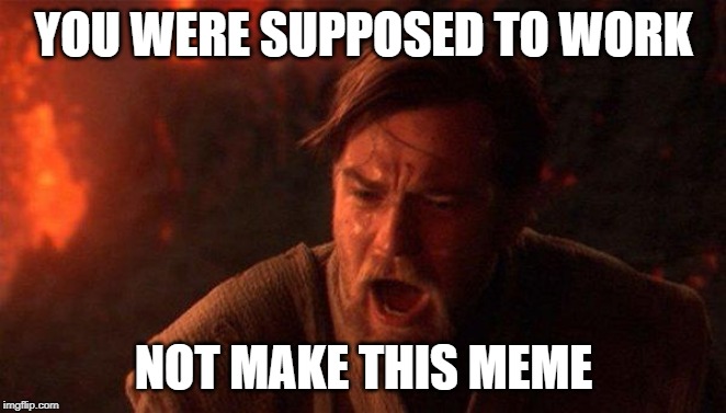You Were The Chosen One (Star Wars) Meme | YOU WERE SUPPOSED TO WORK; NOT MAKE THIS MEME | image tagged in memes,you were the chosen one star wars | made w/ Imgflip meme maker