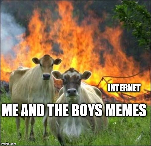 This is happening | INTERNET; ME AND THE BOYS MEMES | image tagged in memes,evil cows,me and the boys | made w/ Imgflip meme maker