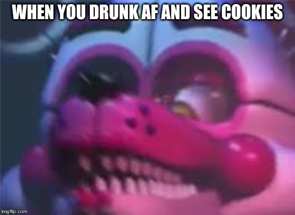 Fnaf | WHEN YOU DRUNK AF AND SEE COOKIES | image tagged in fnaf | made w/ Imgflip meme maker