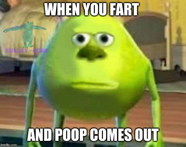 Monsters Inc | WHEN YOU FART; AND POOP COMES OUT | image tagged in monsters inc | made w/ Imgflip meme maker