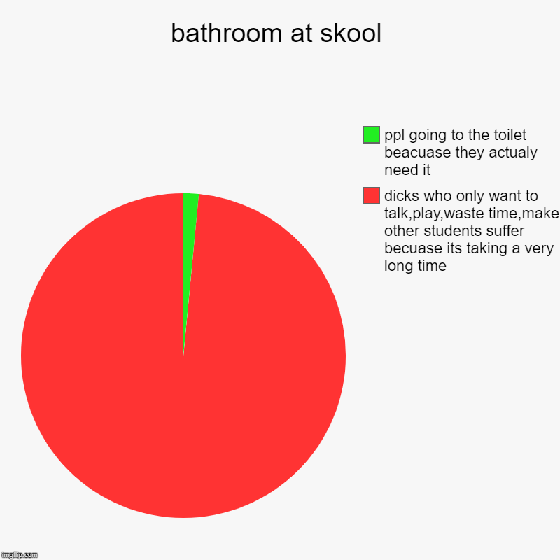 bathroom at skool | dicks who only want to talk,play,waste time,make other students suffer becuase its taking a very long time, ppl going to | image tagged in charts,pie charts | made w/ Imgflip chart maker
