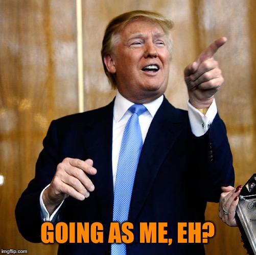 Donal Trump Birthday | GOING AS ME, EH? | image tagged in donal trump birthday | made w/ Imgflip meme maker