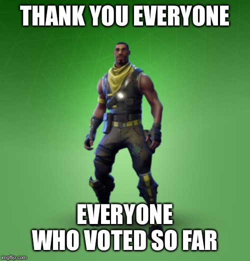fortnite burger | THANK YOU EVERYONE; EVERYONE WHO VOTED SO FAR | image tagged in fortnite burger | made w/ Imgflip meme maker