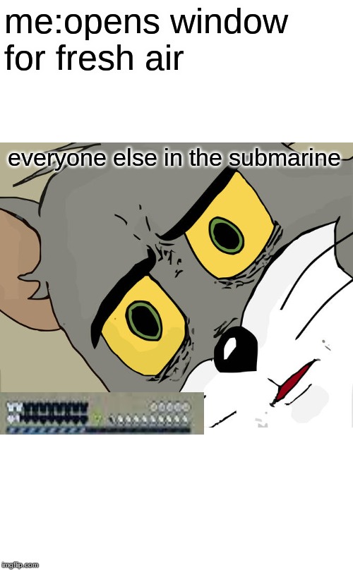 Unsettled Tom Meme | me:opens window for fresh air; everyone else in the submarine | image tagged in memes,unsettled tom | made w/ Imgflip meme maker