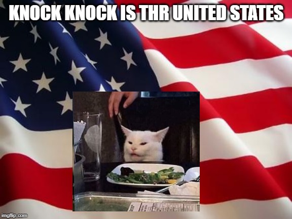American flag | KNOCK KNOCK IS THR UNITED STATES | image tagged in american flag | made w/ Imgflip meme maker