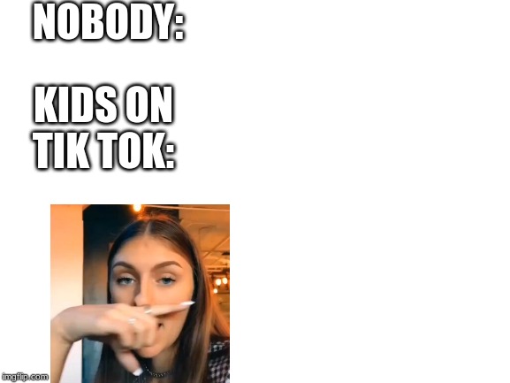 Blank White Template | NOBODY:; KIDS ON TIK TOK: | image tagged in blank white template | made w/ Imgflip meme maker