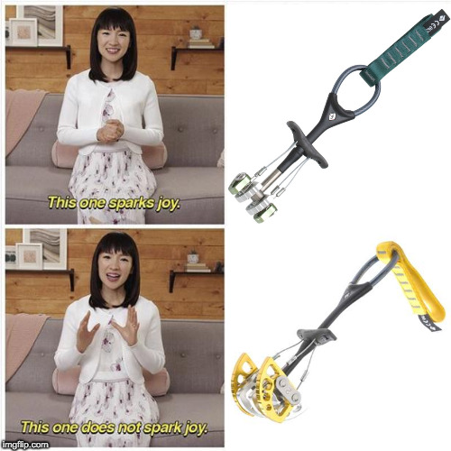 Marie Kondo Spark Joy | image tagged in marie kondo spark joy,climbing,rock climbing | made w/ Imgflip meme maker