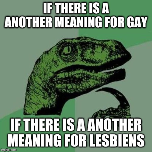 raptor | IF THERE IS A ANOTHER MEANING FOR GAY; IF THERE IS A ANOTHER MEANING FOR LESBIENS | image tagged in raptor | made w/ Imgflip meme maker