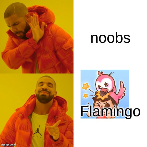 Drake Hotline Bling | noobs; Flamingo | image tagged in memes,drake hotline bling | made w/ Imgflip meme maker