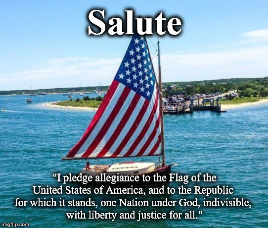 sal1 | Salute; "I pledge allegiance to the Flag of the
United States of America, and to the Republic 
for which it stands, one Nation under God, indivisible, 
with liberty and justice for all." | image tagged in sal1 | made w/ Imgflip meme maker