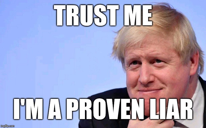Boris Johnson Tory Brexit | TRUST ME; I'M A PROVEN LIAR | image tagged in boris johnson tory brexit | made w/ Imgflip meme maker