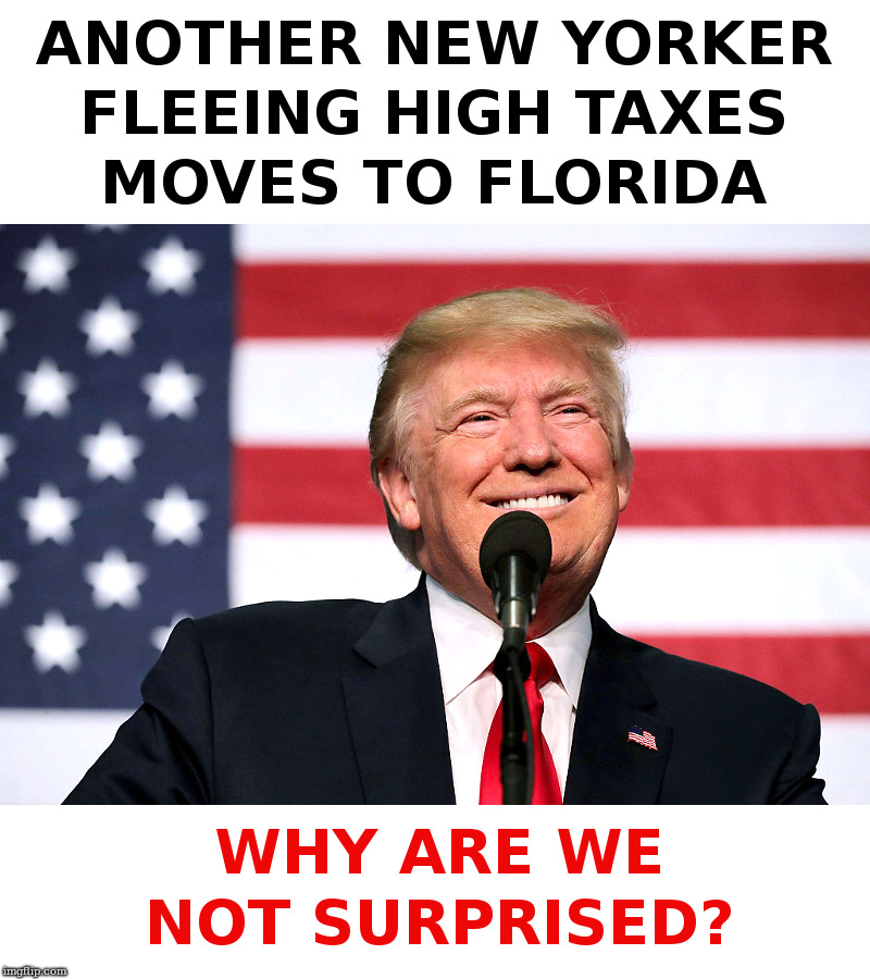Another New Yorker Leaves | image tagged in trump,new york,taxes,florida | made w/ Imgflip meme maker