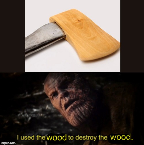 wooden axes be like | wood. wood | image tagged in i used the stones to destroy the stones | made w/ Imgflip meme maker