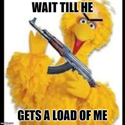 Angry Big Bird | WAIT TILL HE GETS A LOAD OF ME | image tagged in angry big bird | made w/ Imgflip meme maker