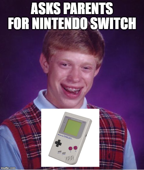 Bad Luck Brian |  ASKS PARENTS FOR NINTENDO SWITCH | image tagged in memes,bad luck brian,gaming,parents | made w/ Imgflip meme maker