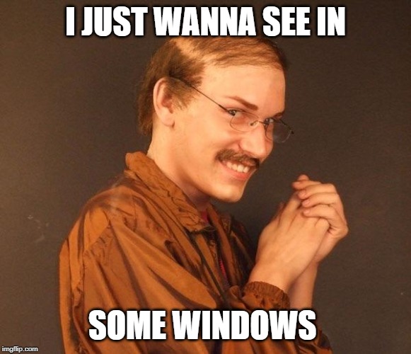 Creepy guy | I JUST WANNA SEE IN SOME WINDOWS | image tagged in creepy guy | made w/ Imgflip meme maker