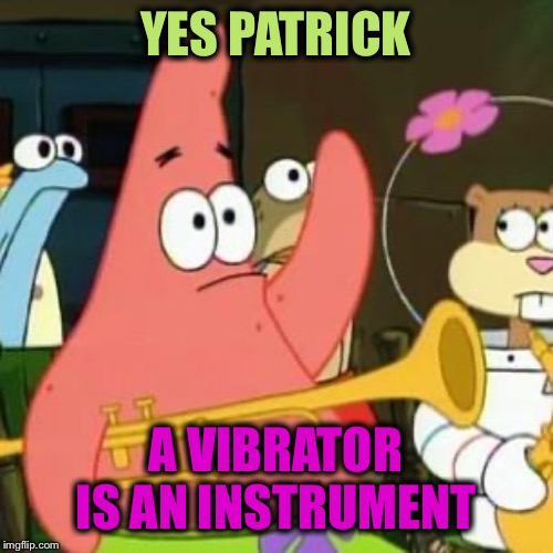 no patrick | YES PATRICK A VIBRATOR IS AN INSTRUMENT | image tagged in no patrick | made w/ Imgflip meme maker