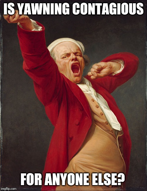 Side note: it's like Joseph Ducreux knew memes would exist in the future. | IS YAWNING CONTAGIOUS; FOR ANYONE ELSE? | image tagged in joseph ducreux yawning | made w/ Imgflip meme maker