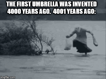 Skipping in the rain. Life was much simpler back then ...