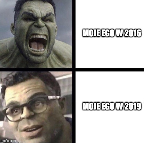 Professor Hulk | MOJE EGO W 2016; MOJE EGO W 2019 | image tagged in professor hulk | made w/ Imgflip meme maker